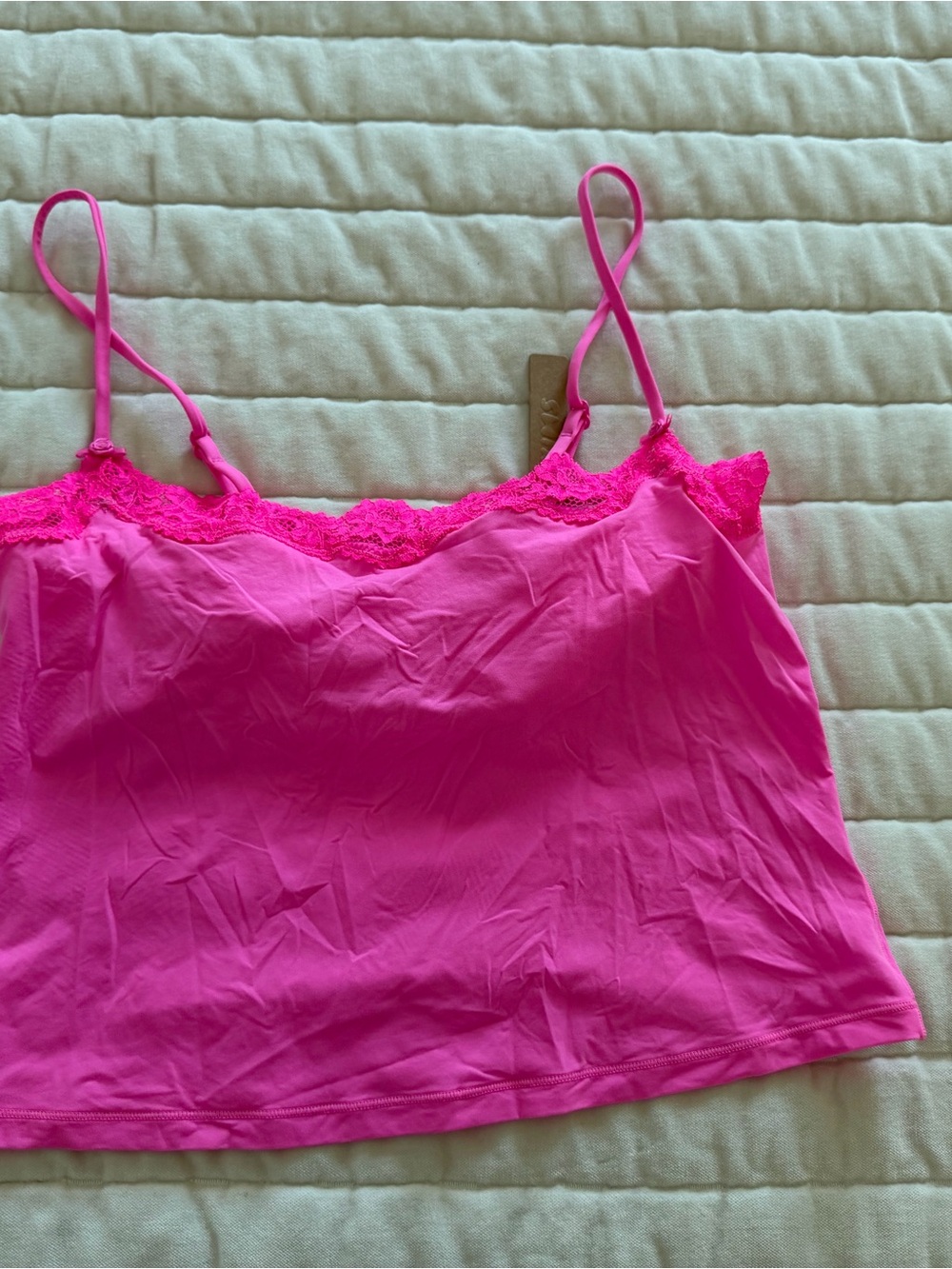 SKIMS Vibrant Pink Lace-Trim Cami